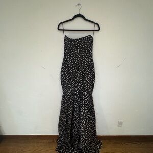 Polka-Dot Silk Organza Strapless Gown by Rasario